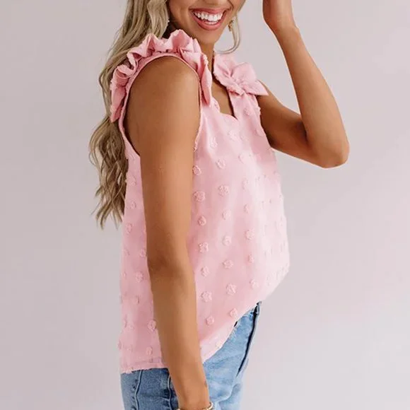 Tank Top Pink Ruffle Swiss Dot 2XL 18 - Picture 4 of 10